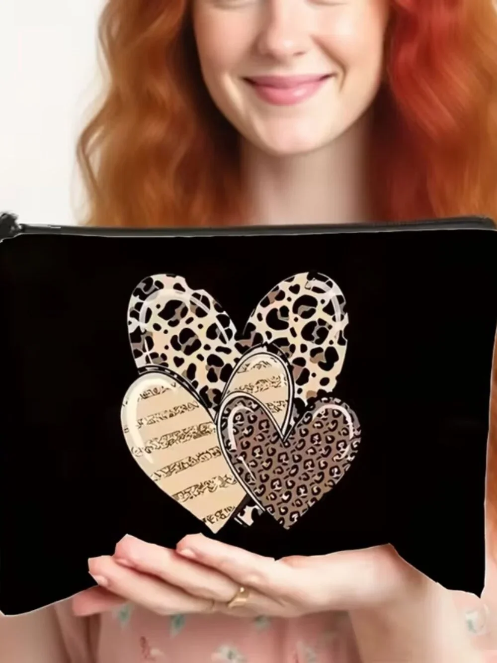 Leopard Print Heart Wristlet
